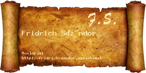 Fridrich Sándor névjegykártya